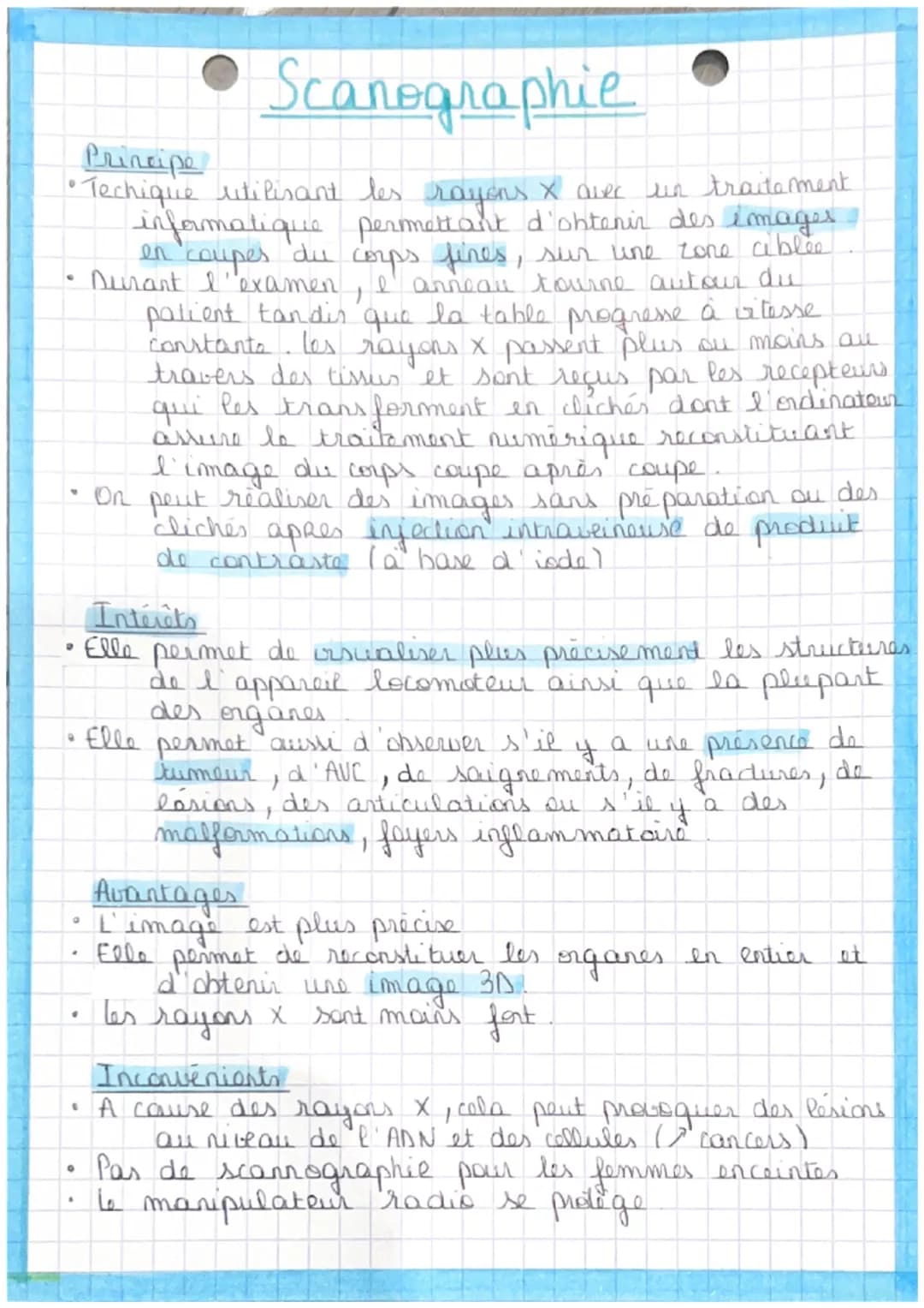 Scanographie
Principe
du
• Techique utilisant les rayons X avec un traitement
informatique permettant d'obtenir des images
en coupes
corps f