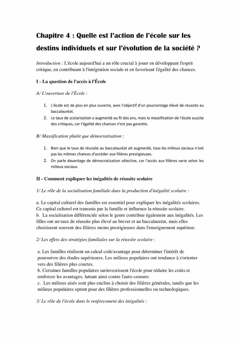 MAXIME P.
COURS DE SES
SOCIOLOGIE
2023 2024
MAXIII 15 20
DISCORD Chapitre 4: Quelle est l'action de l'école sur les
destins individuels et s