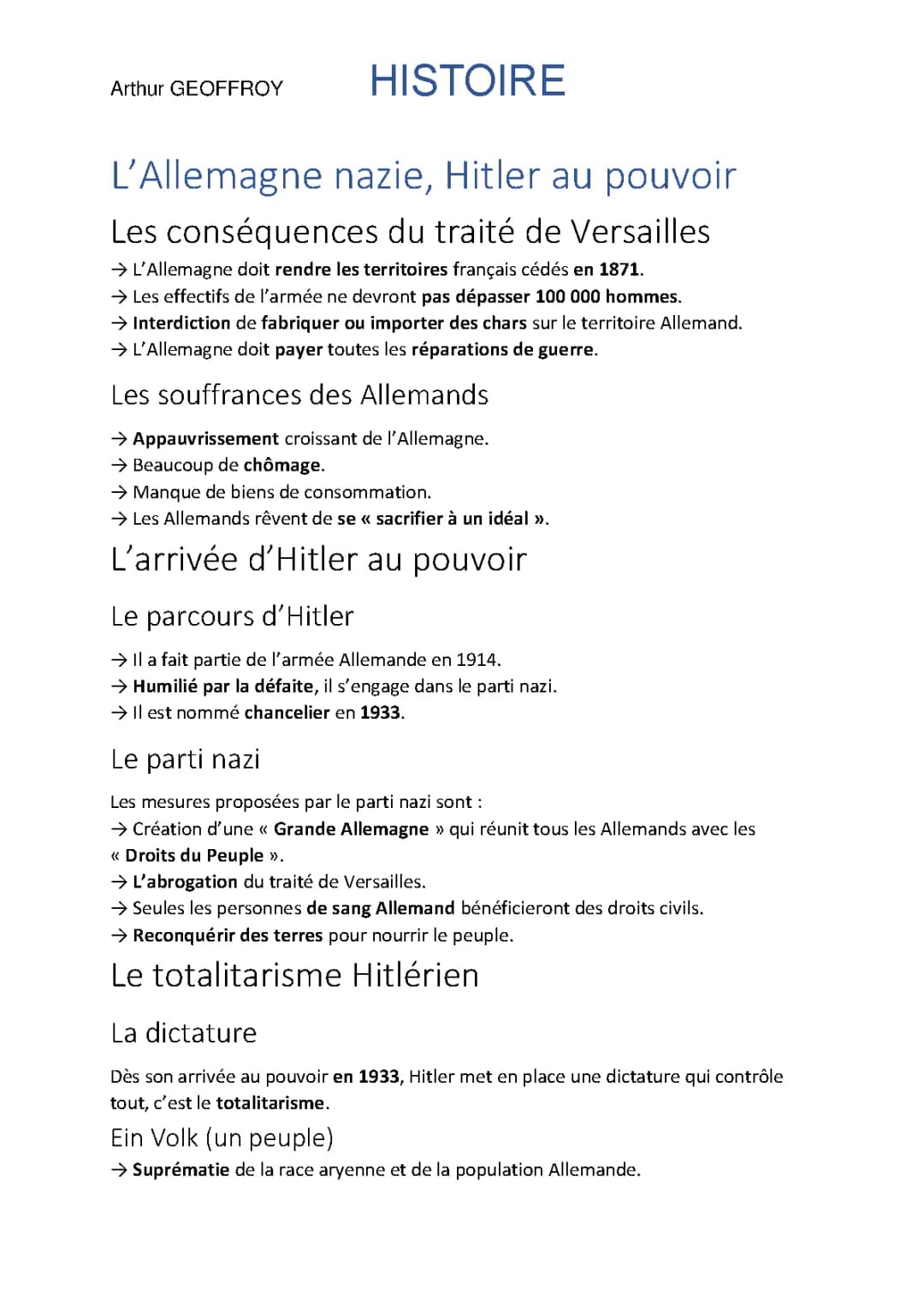 L'Allemagne nazie, Hitler au pouvoir.