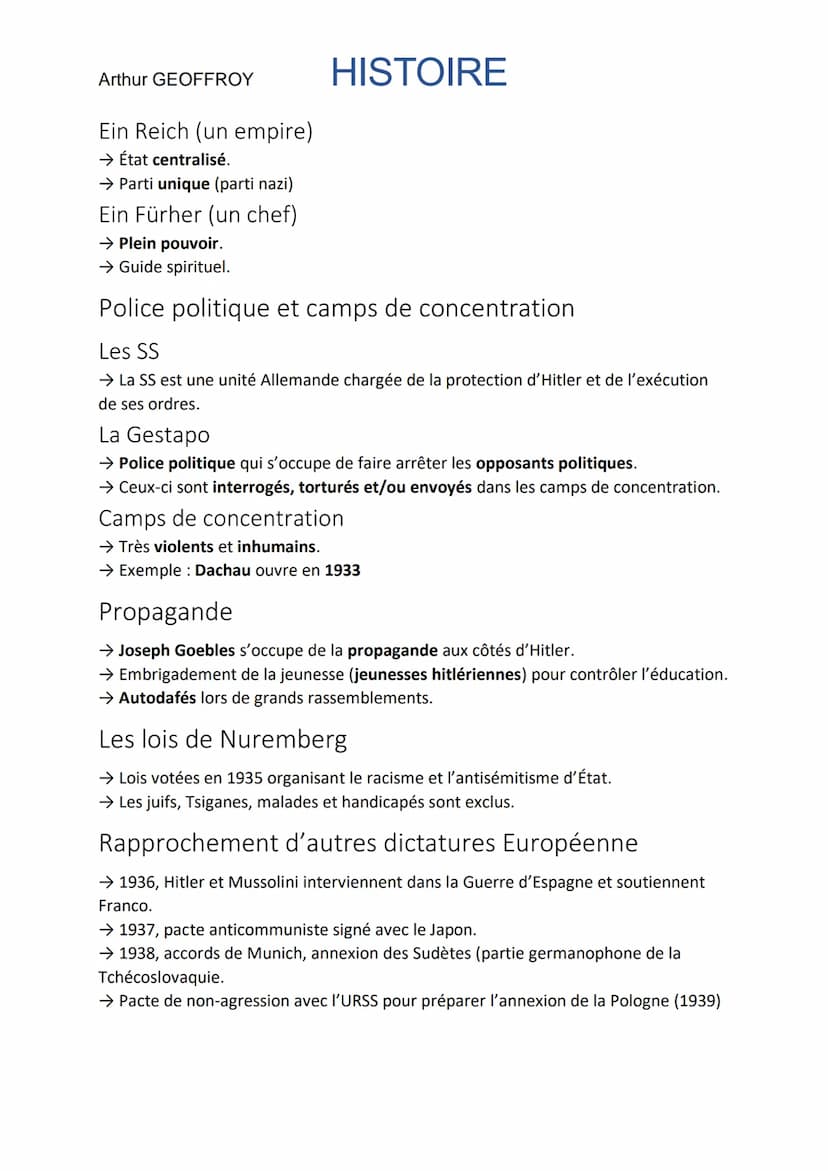 Arthur GEOFFROY
HISTOIRE
L'Allemagne nazie, Hitler au pouvoir
Les conséquences du traité de Versailles
→ L'Allemagne doit rendre les territo