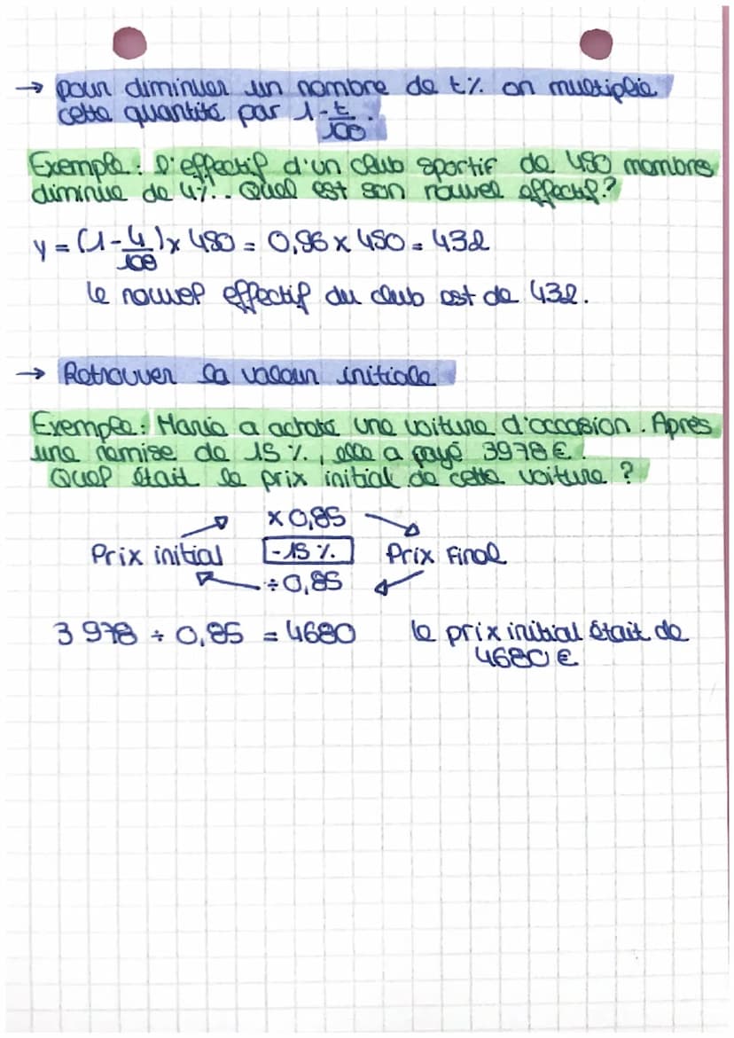 POURCENTAGES
→ Pour calculer un pouncentage représentant une
Situation on utilise un tableau de quatrième
proportionnelle (produit, on croix