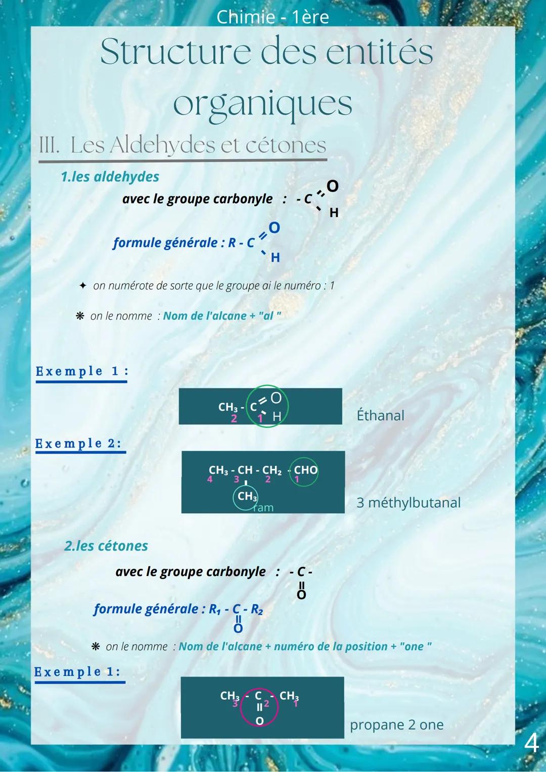 Chimie - 1ère
Structure des entités
organiques
II. Les Alcools
avec le groupe hydroxyle: -OH
le H d'un alcane est remplacé par un groupe hyd