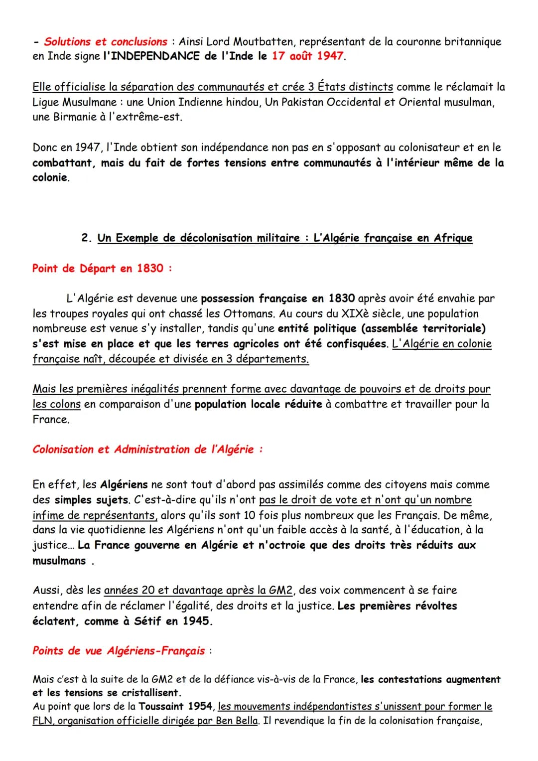 HIST7
Décolonisation
et Indépendance :
émergence du Tiers Monde
CONTEXTE :
✓ Après-Guerre : colonies ont combattues avec les alliés, elles o