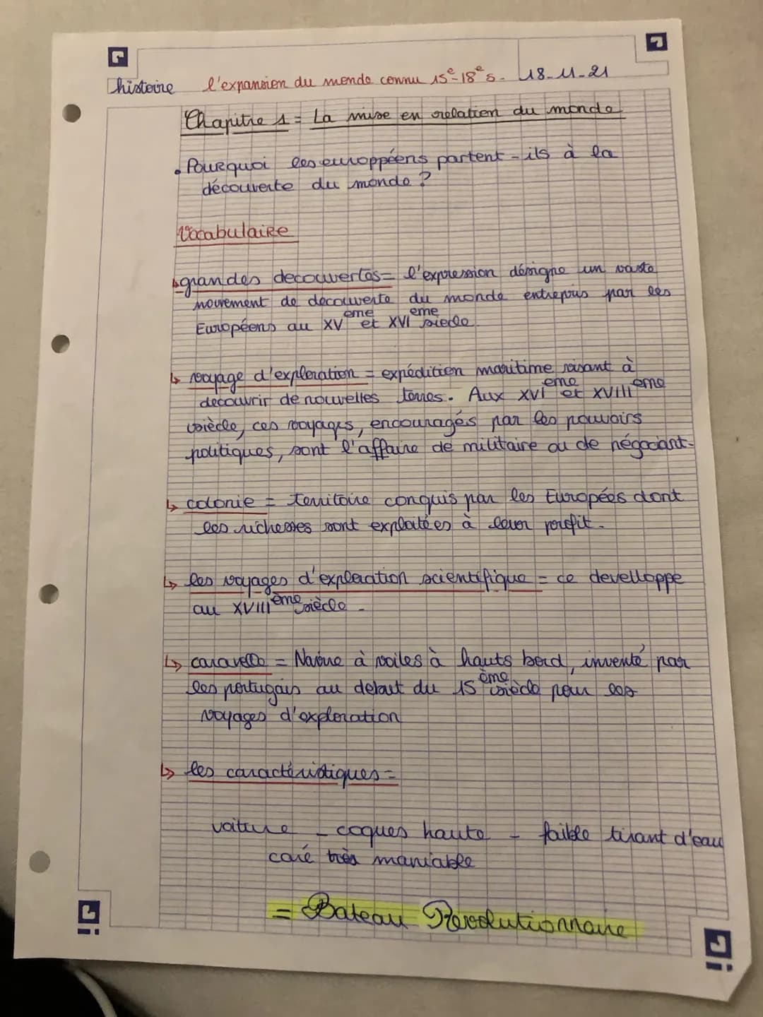 !G
histoire l'expansion du mondo connu 15° - 18° s. 18-11-21.
Chapitre 1 = La mise en relation du monde
• Pourquoi les europpéens partent-il