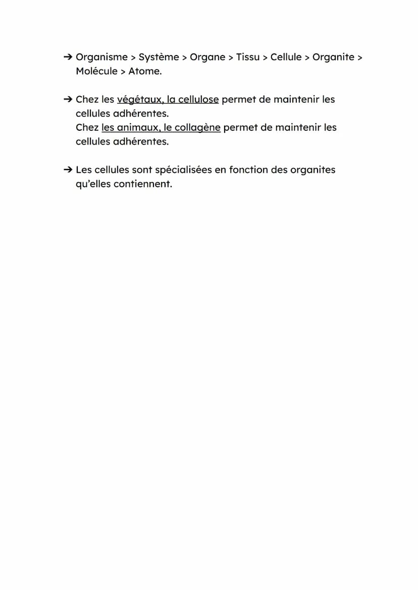 Fiche de révision de SVT
Organisme unicellulaire : organisme composé d'une seule cellule.
Organisme pluricellulaire : organisme composé de p