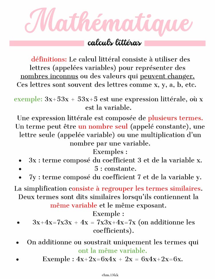 Know Calculs littérals thumbnail