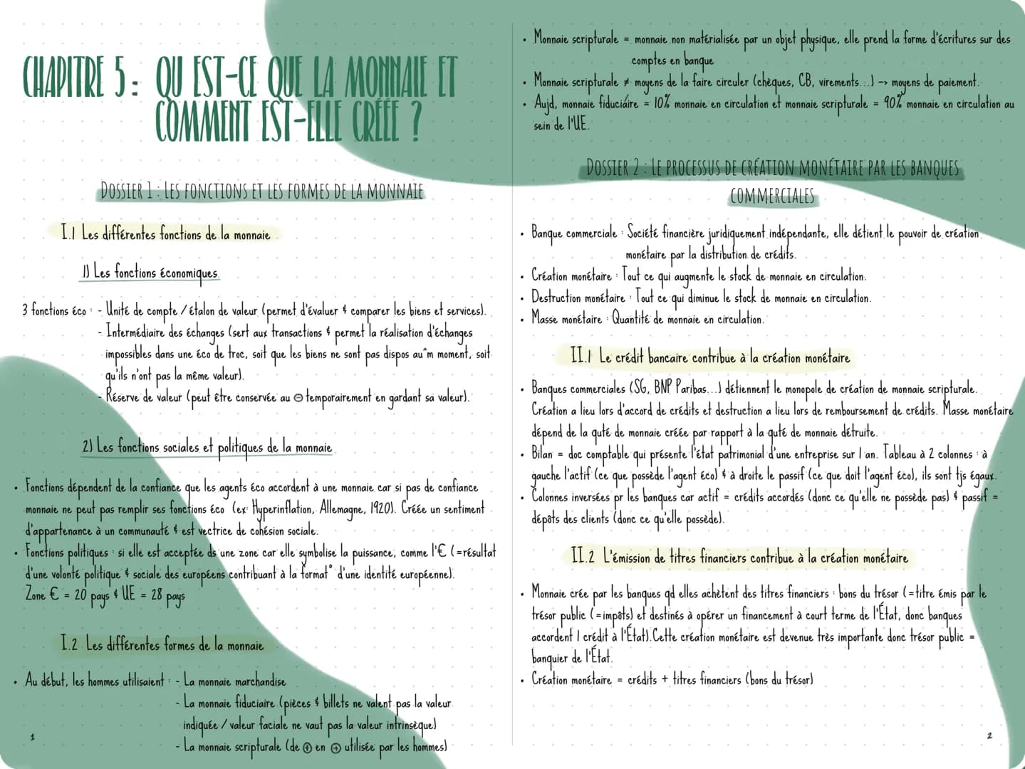 CHAPITRE 5: OU EST-CE QUE LA MONNAIE ET
COMMENT EST-ELLE CREEE?
DOSSIER 1 LES FONCTIONS ET LES FORMES DE LA MONNAIE
I. Les différentes fonct