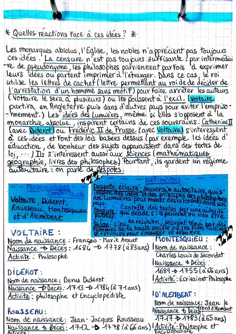 Histoire
• L'Europe des Lumières
2
ème
Au XVIIT
siècle, des philosophes comme Voltaire et des savants
diffusent des idees nouvelles appeles 