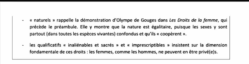 Texte n°1 : Olympe de Gouges, Déclaration des droits de la femme et de la citoyenne (1791)
Les mères, les filles, les sœurs, représentantes 