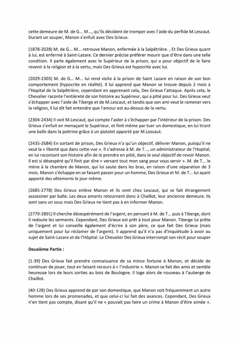 1) Introduction
2) Découpage
Synthèse Manon Lescaut de l'Abbé Prévost
3) Thèmes importants de l'œuvre
4) Citations
5) Idées de sujet
6) Ouve
