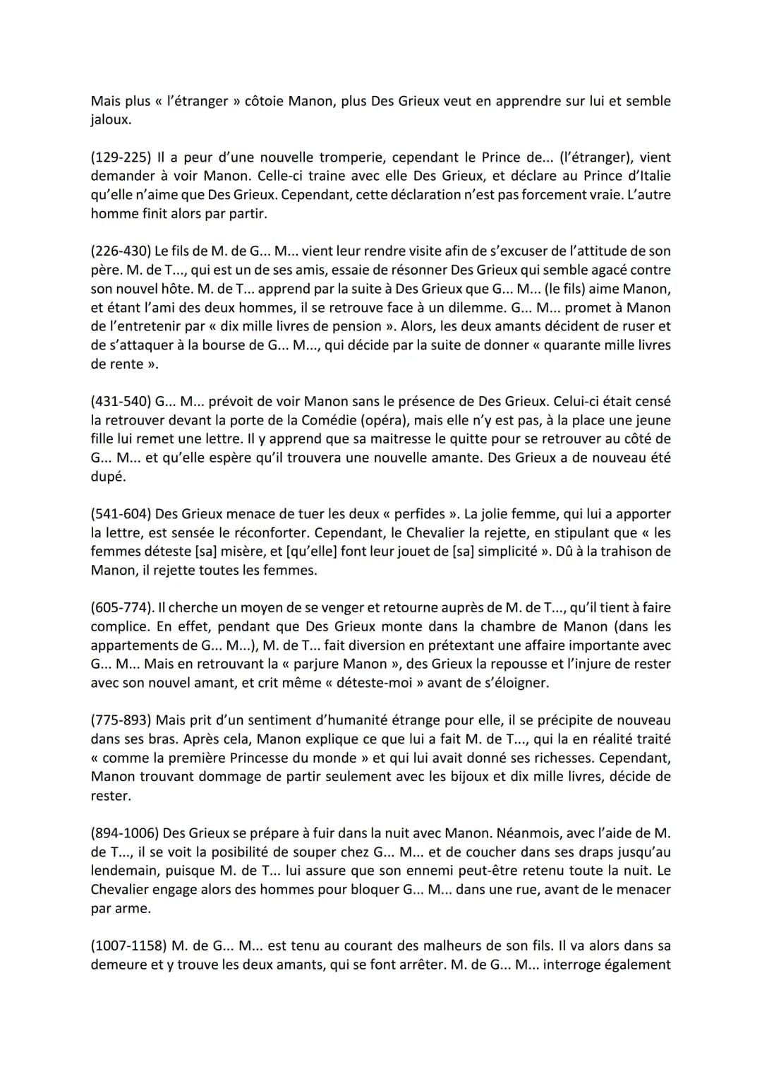 1) Introduction
2) Découpage
Synthèse Manon Lescaut de l'Abbé Prévost
3) Thèmes importants de l'œuvre
4) Citations
5) Idées de sujet
6) Ouve