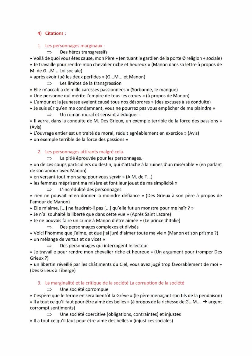 1) Introduction
2) Découpage
Synthèse Manon Lescaut de l'Abbé Prévost
3) Thèmes importants de l'œuvre
4) Citations
5) Idées de sujet
6) Ouve