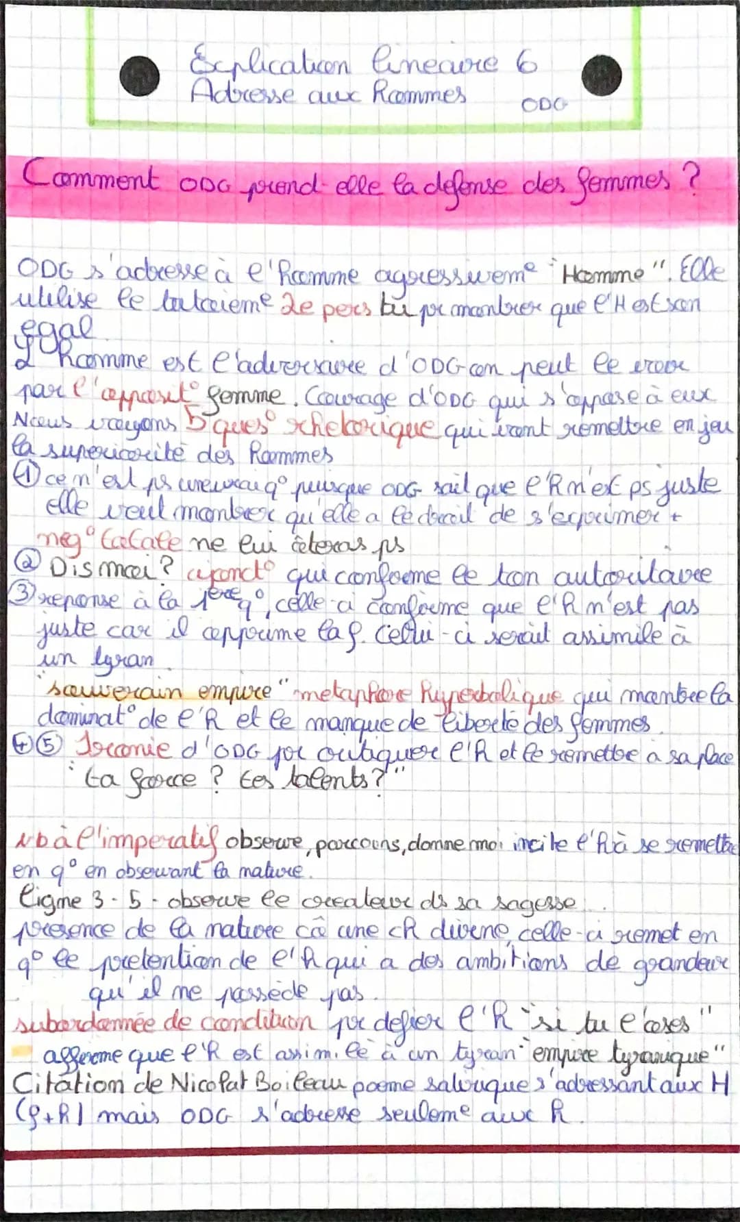 Découvrons Olympe de Gouges : Les droits de la femme, Analyse des Textes et Commentaires