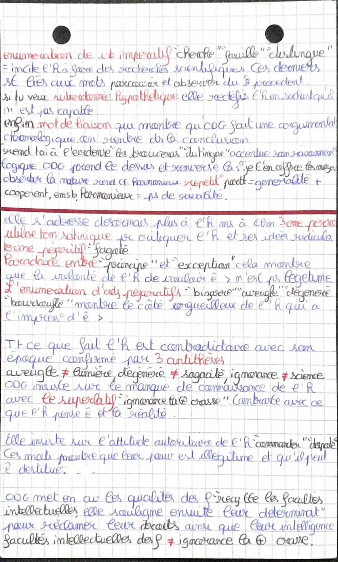 Explication lineare 6
Adresse aux Rcommes.
ODG
Comment ODG prend elle la defense des femmes ?
ODG s'adresse à l'homme agressivem "Hamme". El