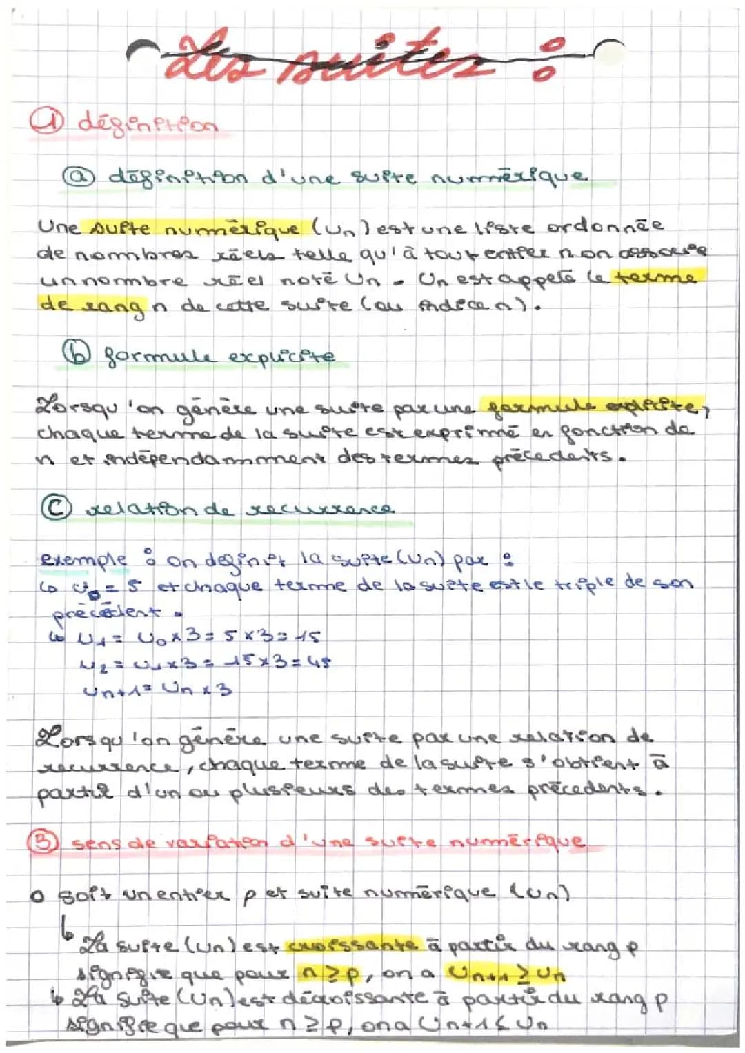 Cours Suite Numérique PDF et Exemples pour Terminale et 1ère
