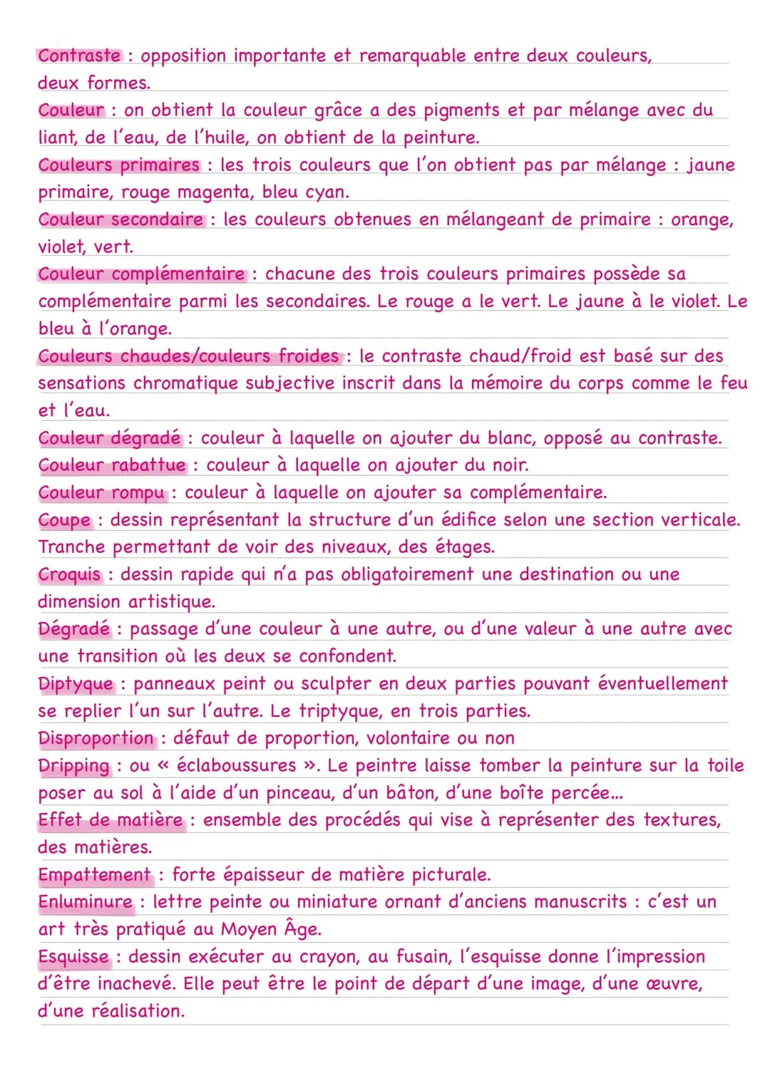 Vocabulaire des arts plastiques
Abstrait : est abstrait, ou non figurative, une œuvre qui ne représente pas de
sujet reconnaissable. L'art a
