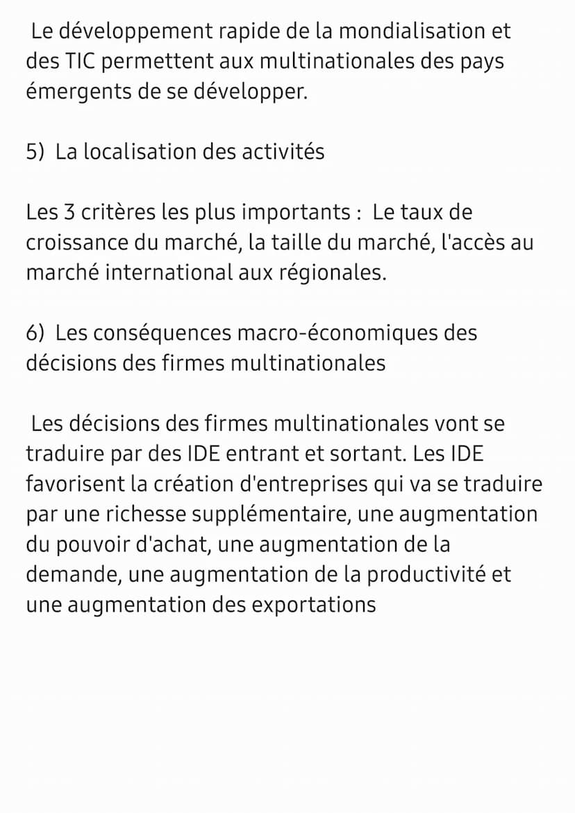 Chapitre : Les firmes multinationales dans
l'économie mondiale
une firme multinationale (FMN): firme constitué
d'une société mère d'origines