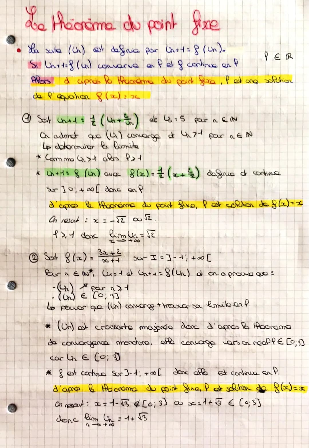 Théorème du Point Fixe et Convergence d'une Suite pour les Terminales