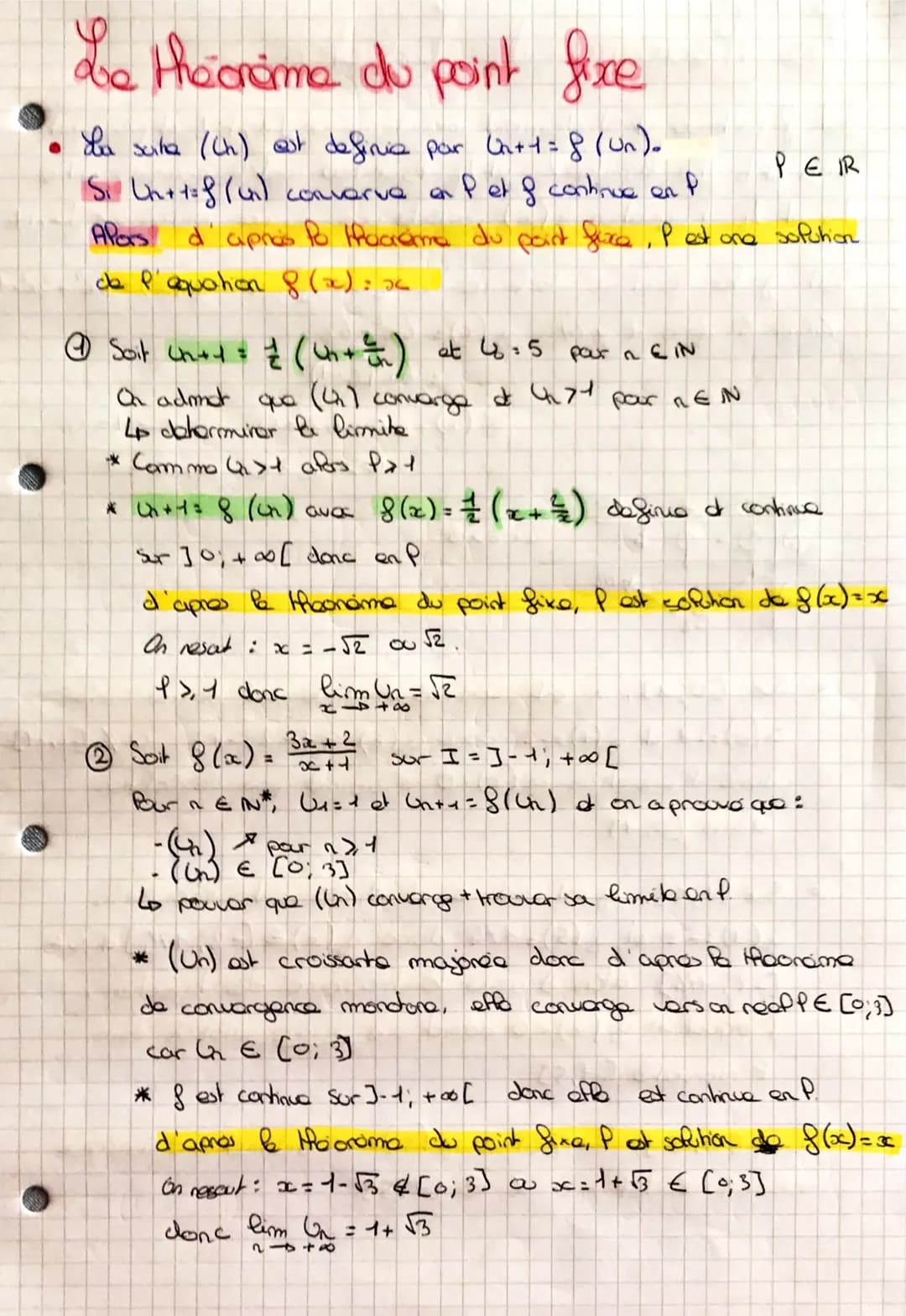 de the crème du point fixe
Lha saha (ch) est definie par Un+1 = 8 (un)_
PER
S. Lh+tof (u) converve on Pet & continue on P
Si
Alors d' apros 