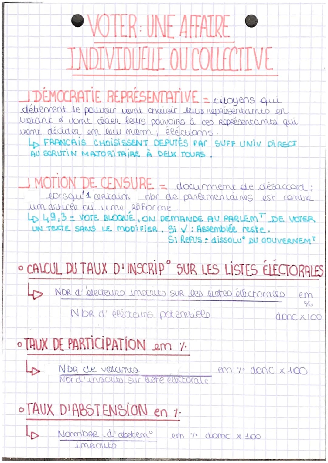 ●VOTER: UNE AFFAIRE
INDIVIDUELLE OU COLLECTIVE
DEMOCRATIE REPRÉSENTATIVE - citoyens qui
détiennent le pouvoir vont choisir leurs représentam