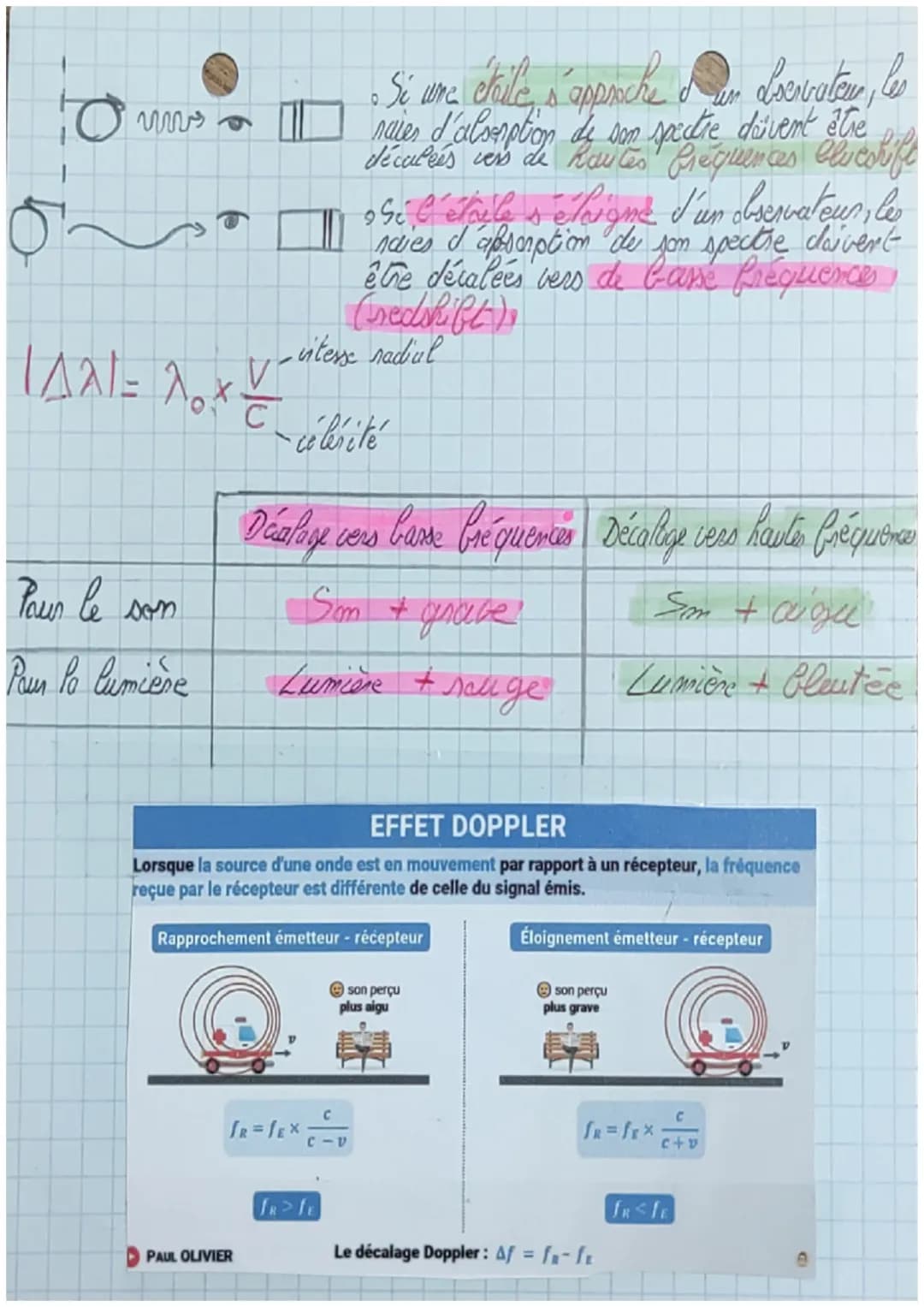 EFFET DOPPLER
Ea préquence & d une onde emise FR 2 récepteur.
effet Doppler correspond à un décalige entre
la
neque lorsque la distance entr