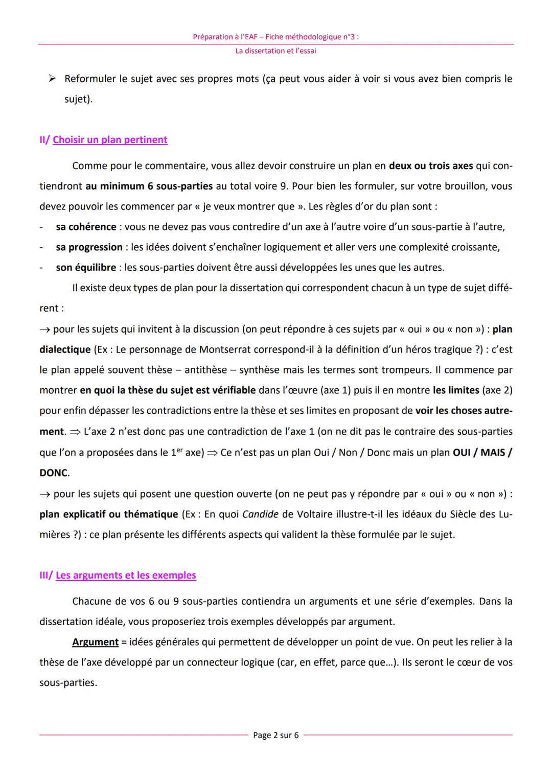 Rappel :
Préparation à l'EAF - Fiche méthodologique n°3 :
La dissertation et l'essai
Généralités :
EAF : Fiche méthodologique n°3 :
La disse
