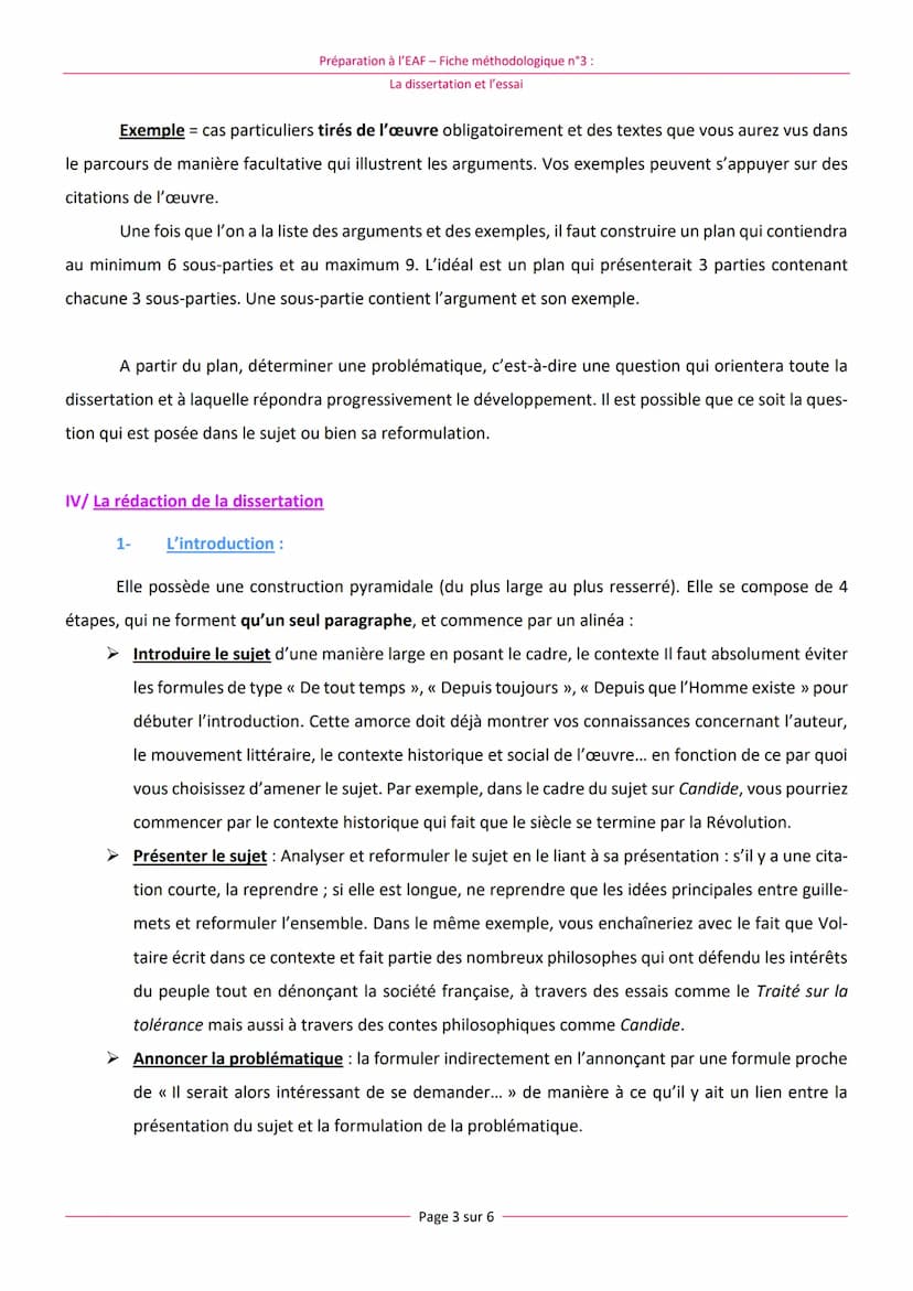 Rappel :
Préparation à l'EAF - Fiche méthodologique n°3 :
La dissertation et l'essai
Généralités :
EAF : Fiche méthodologique n°3 :
La disse