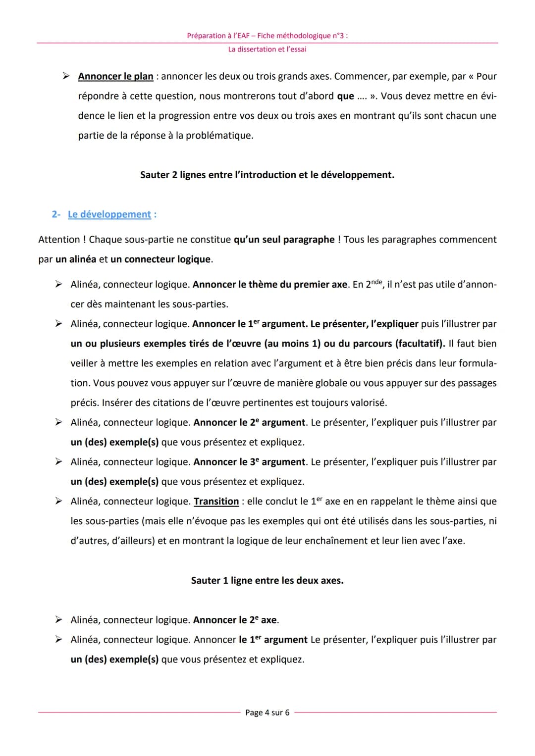 Rappel :
Préparation à l'EAF - Fiche méthodologique n°3 :
La dissertation et l'essai
Généralités :
EAF : Fiche méthodologique n°3 :
La disse