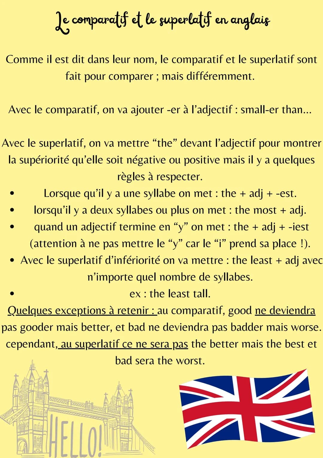 comparatif et superlatif en anglais