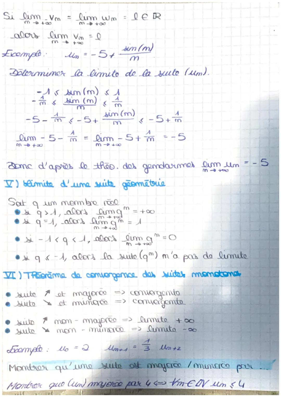 MATIT
17
lim um =
2) Samme
I) Convergence d'une suite
comvorgence => comportement des termes um quand
m temd vers +00.
III) Calculs sur les 