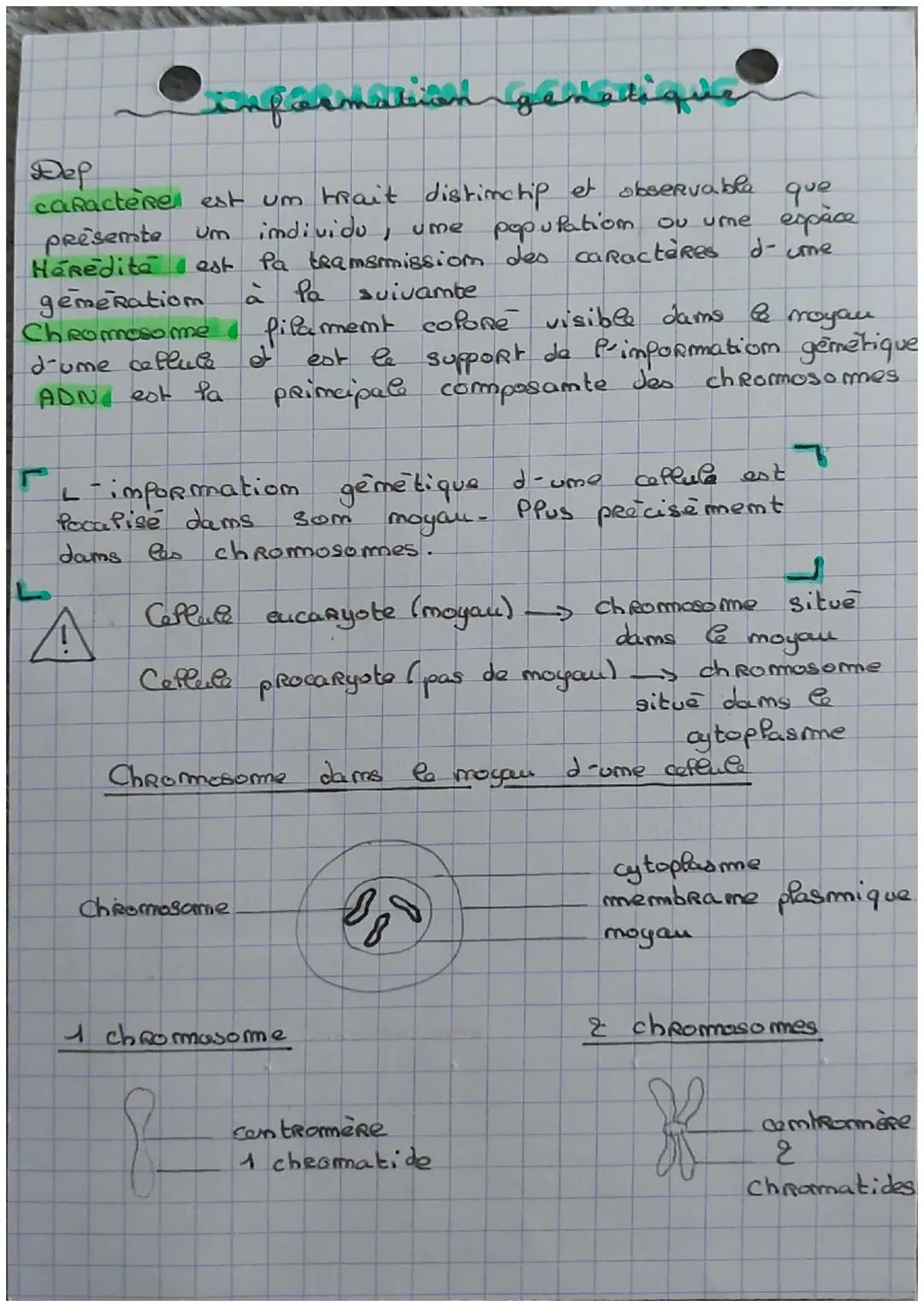 information gendalique
Дер
que
caractère est um trait distinctip et observabla
espèce
individu )
présente
ume population ou umne
Heredita es