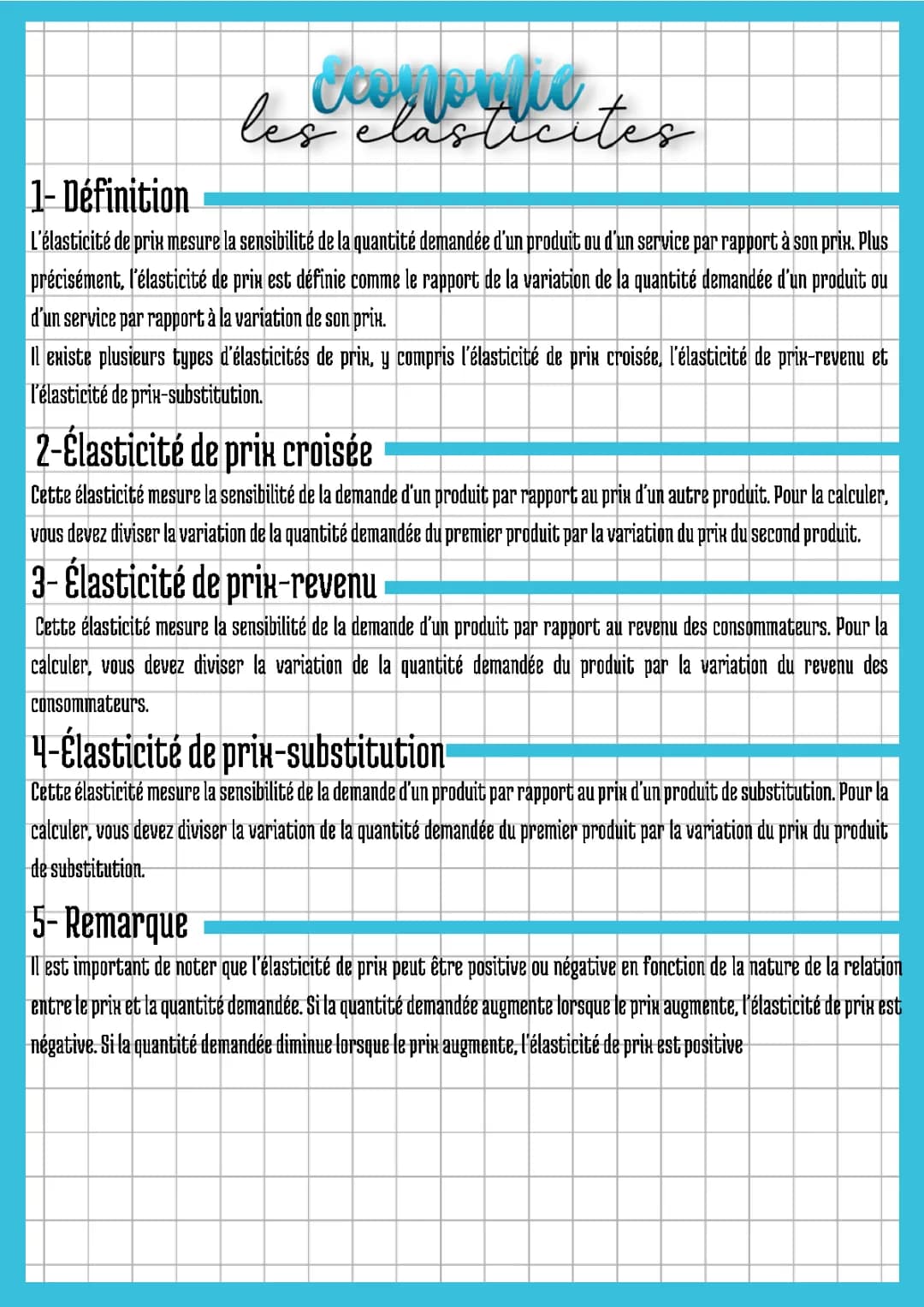 Les élasticités - économie