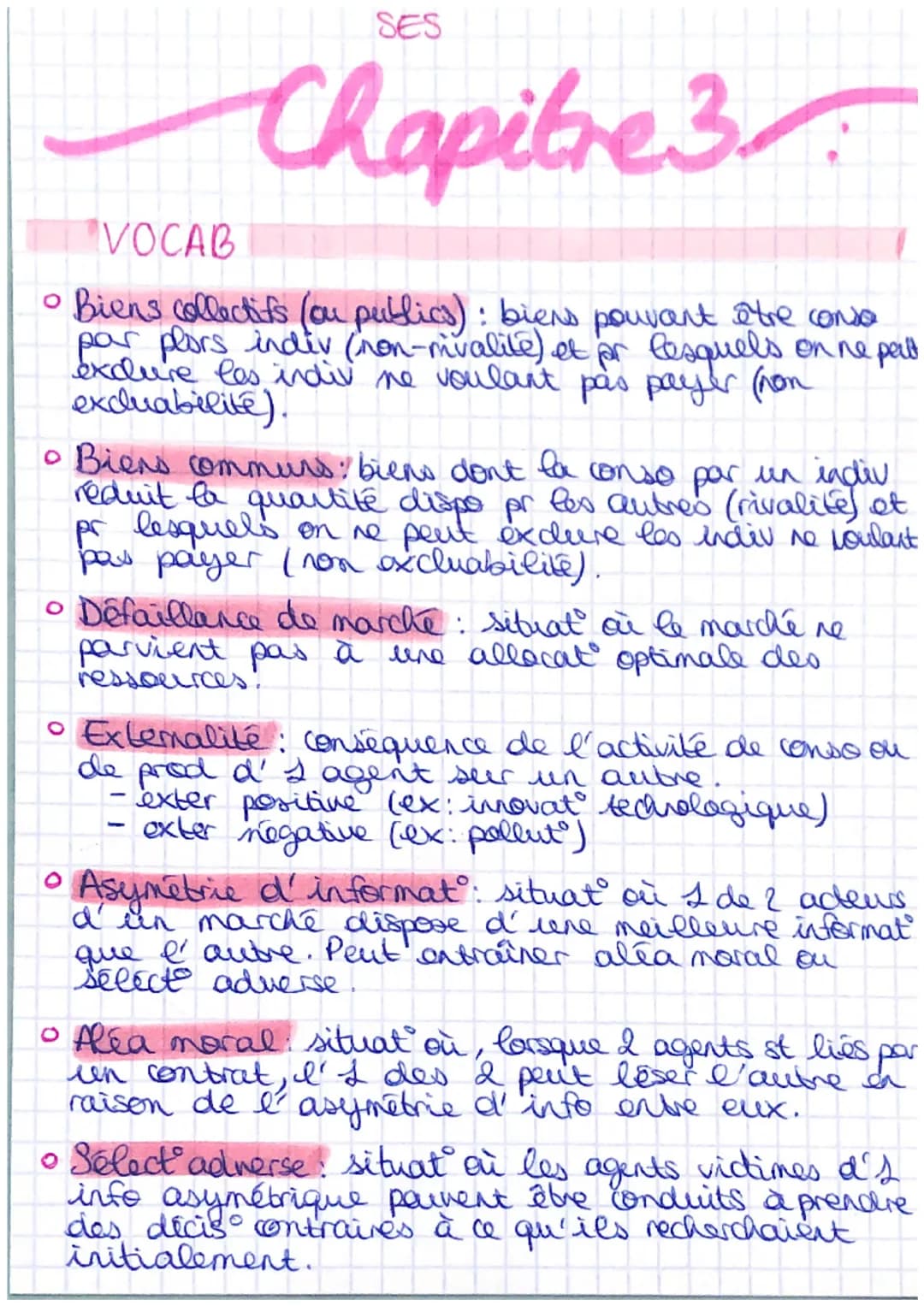 SES
Chapitre 3
QUELLES ST LES PRINC DEFAILLANCES DU
MARCHE ?
O Pourquoi les externalités st-elles des défaillances du
marché?
1- Des externa