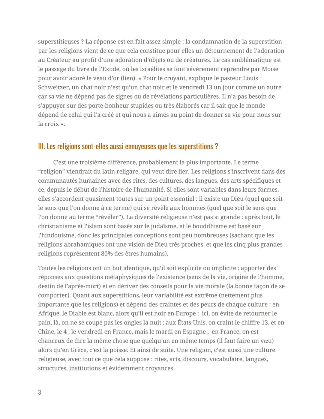 La religion est-elle réductible
à de la superstition ?
Introduction
Philosophie
En mettant en évidence les limites intrinsèque de la science