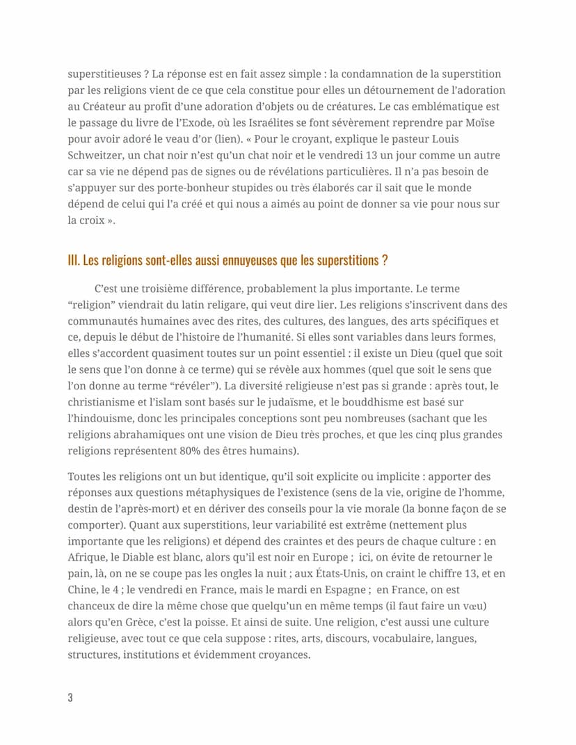 La religion est-elle réductible
à de la superstition ?
Introduction
Philosophie
En mettant en évidence les limites intrinsèque de la science