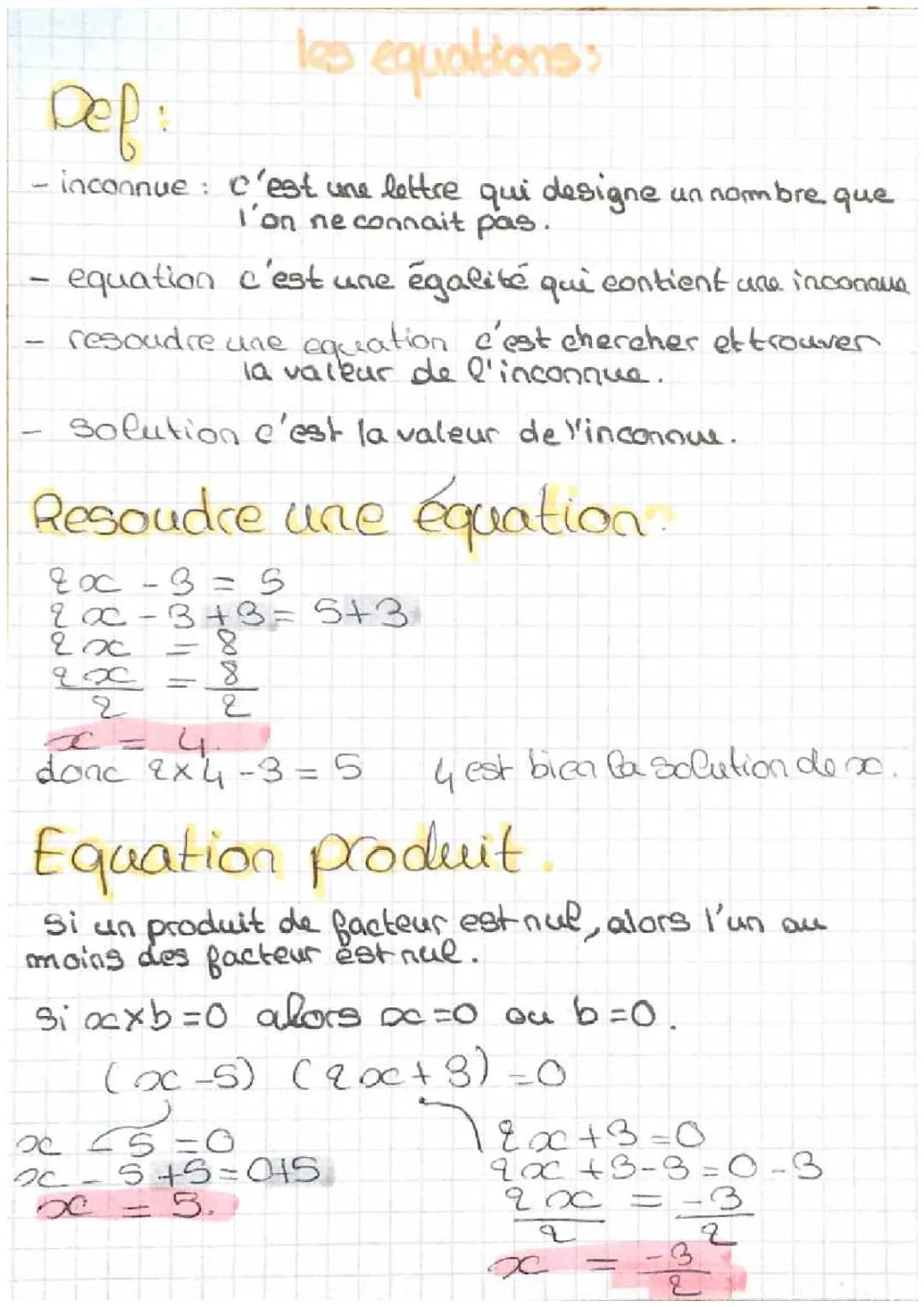 équation 4eme 3 eme