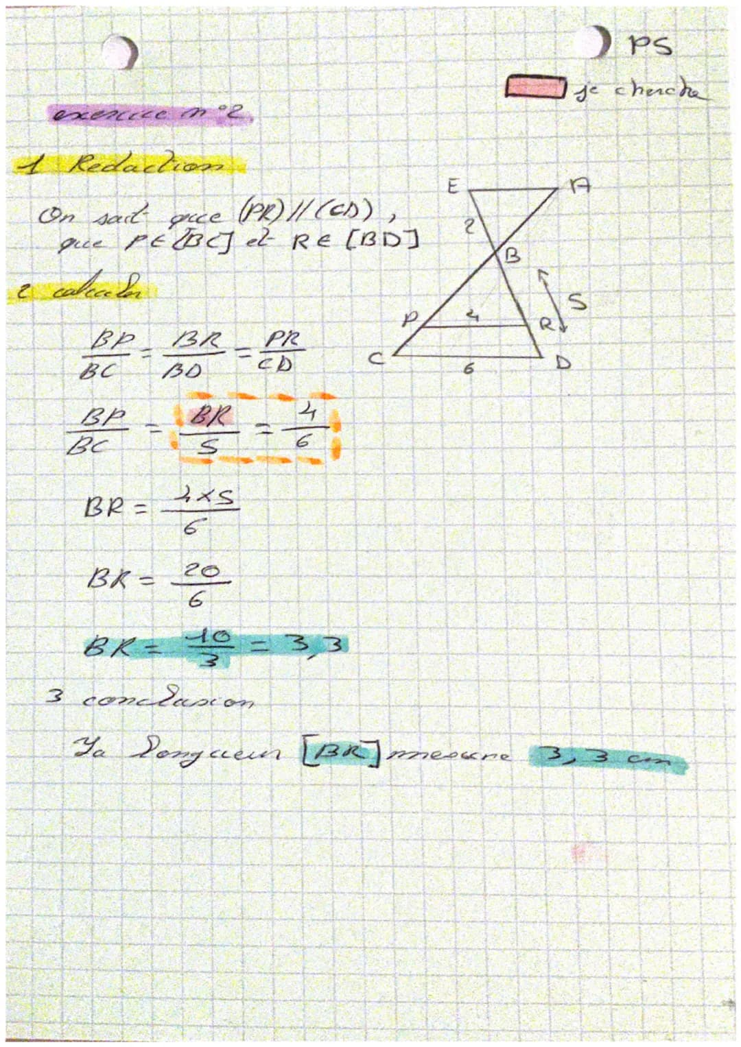 I Redaction :
On sait que (DE) 11 (BC),
que E É [AC] el- DE[AB]
Thakes.
Je, théorème de Thales pernnel-
calecider des longueur
de
I
y
2 droi