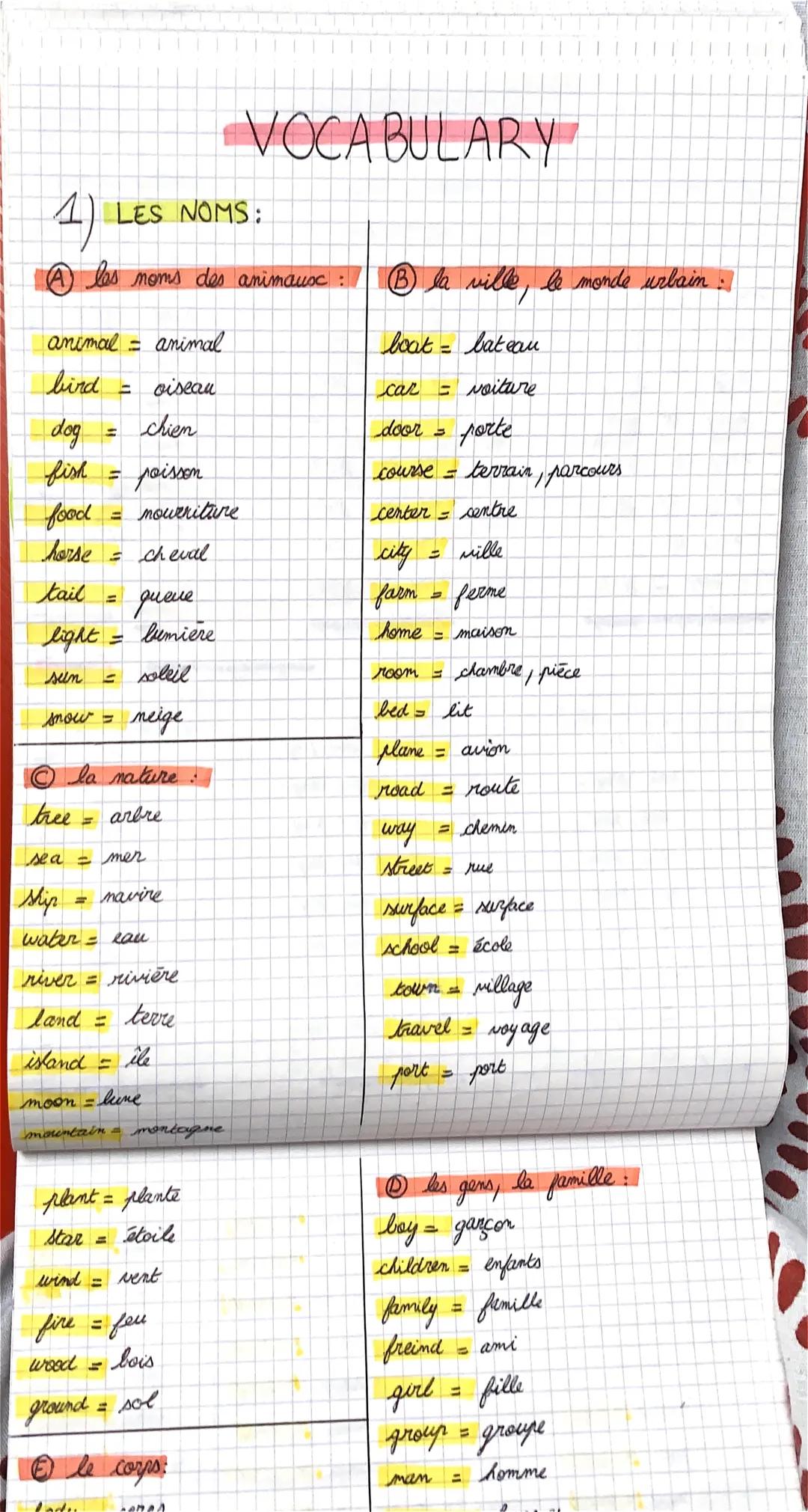 Vocabulaire anglais 