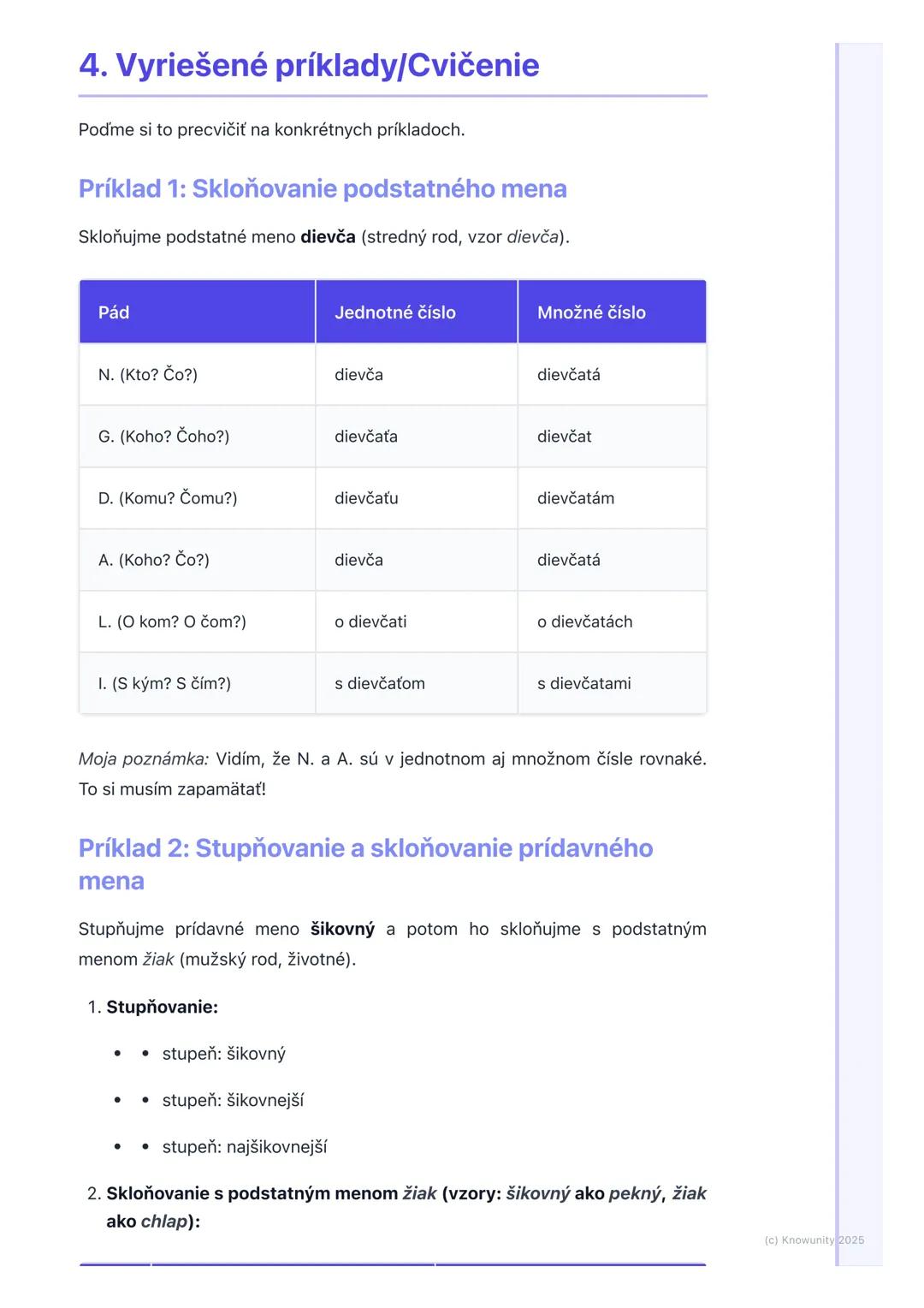 # Ohybné slovné druhy

## 1. Prehľad ohybných slovných druhov

Ahoj! Tieto poznámky sú na opakovanie ohybných slovných druhov, čo je super
d