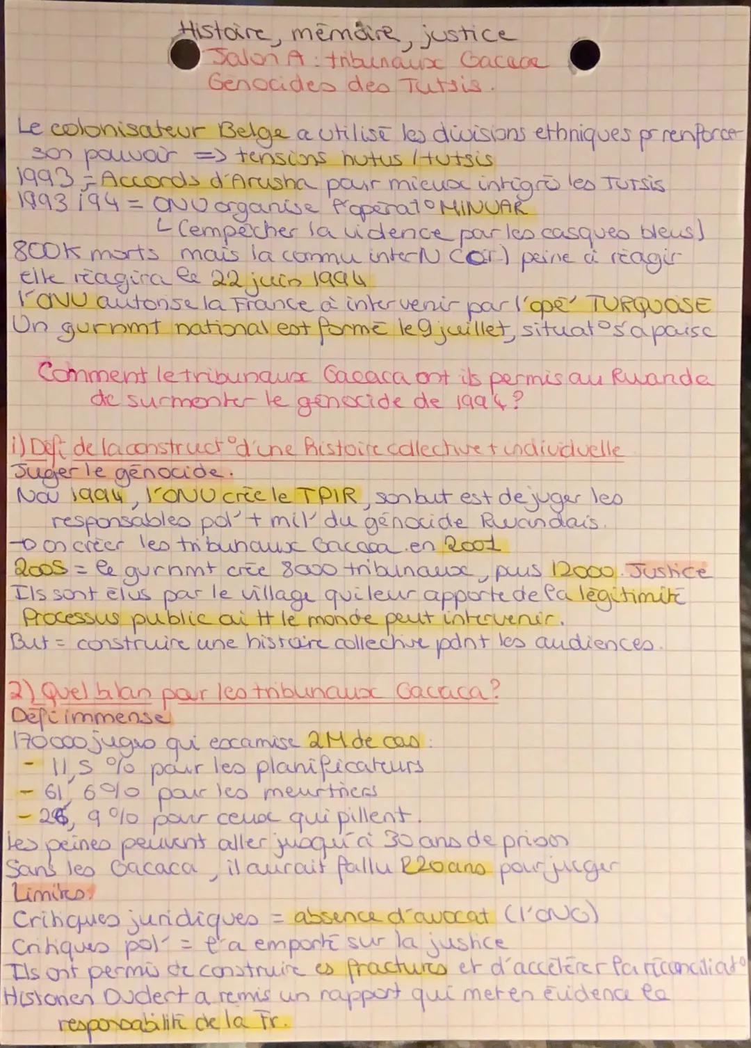 # Histoire, memoire, justice
Jalan A tribunaux Gaceae
Genocides deo Tutsis.

Le colonisateur Belge a utilise les divisions ethniques prrenfo