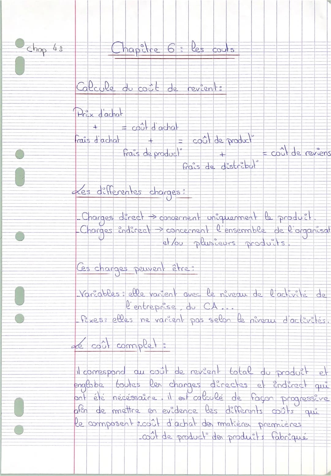 chap 48
●
Chapitre 6: les couts.
Calcule du coût de revient:
Prix d'achat
+
=
frais d'achat
coût d'achat
coût de product
+
frais de distribu