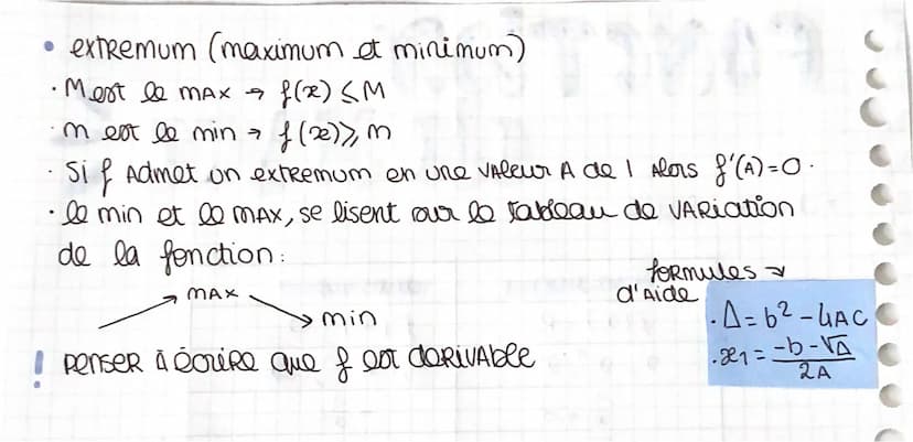 APPLICATION DE LA DERIVATION
•Dien derivée et VARIATion
→ si f(x) est croissante Alors f'(x) est positif
→ si f(x) est → Alois f'(x) est Ⓒ
M