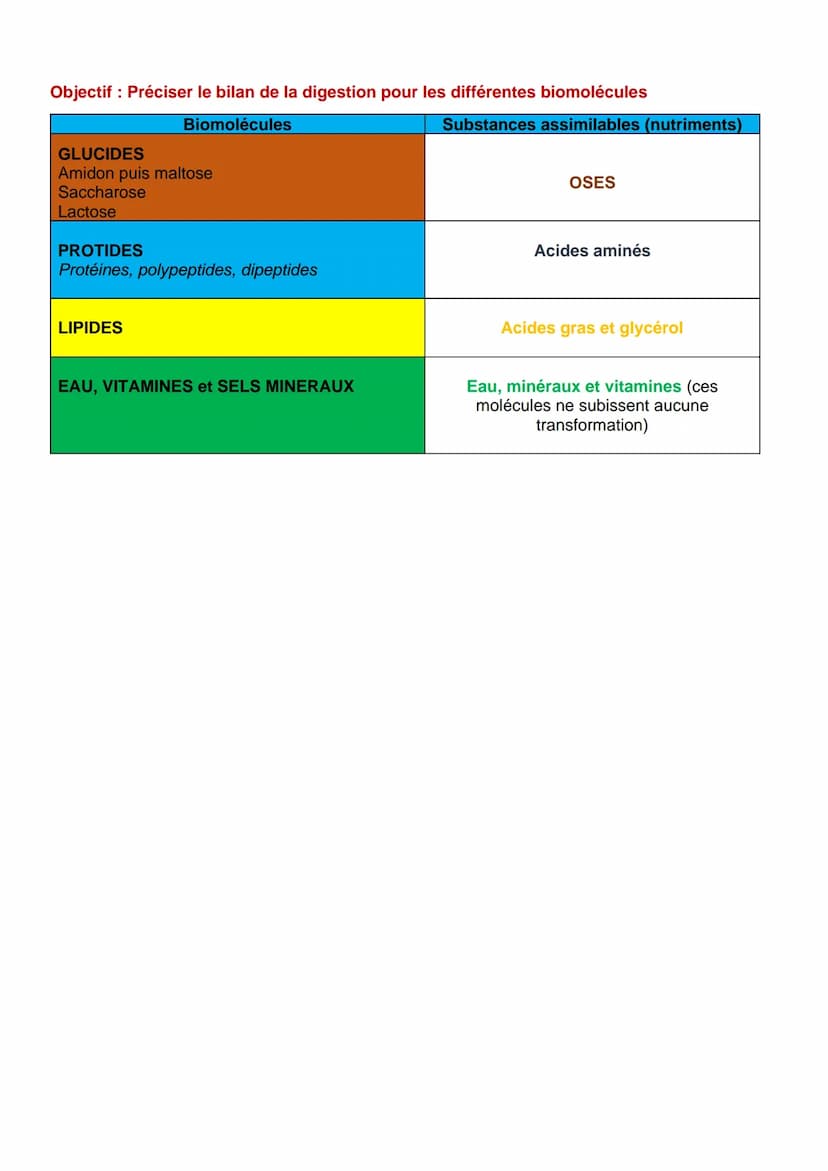 C1-02 BILAN mécanisme et bilan de la digestion
Objectif : Présenter les différentes étapes de la digestion.
Phases
bol
alimentaire
Phase buc