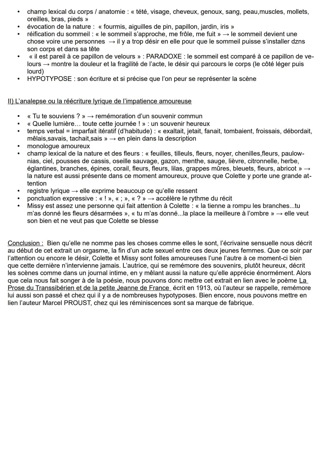 Sido- extrait n°2 Nuit blanche → TEXTE N°10 (page 146 à 152)
Problématique : - En quoi Colette nous présente-t-elle dans ce texte, un monolo