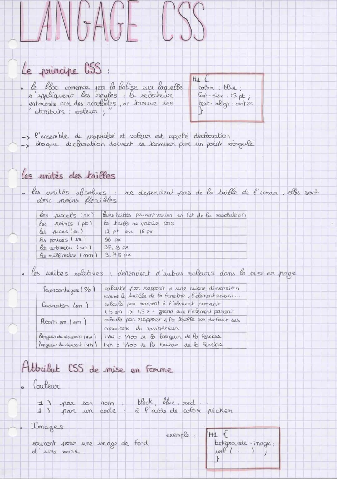 LANGAGE CSS
Le principe CSS:
:
●
->
0
le bloc
la balise sur laquelle
comemce
par
s'appliquent les regles : le selecteur
entourés par des acc