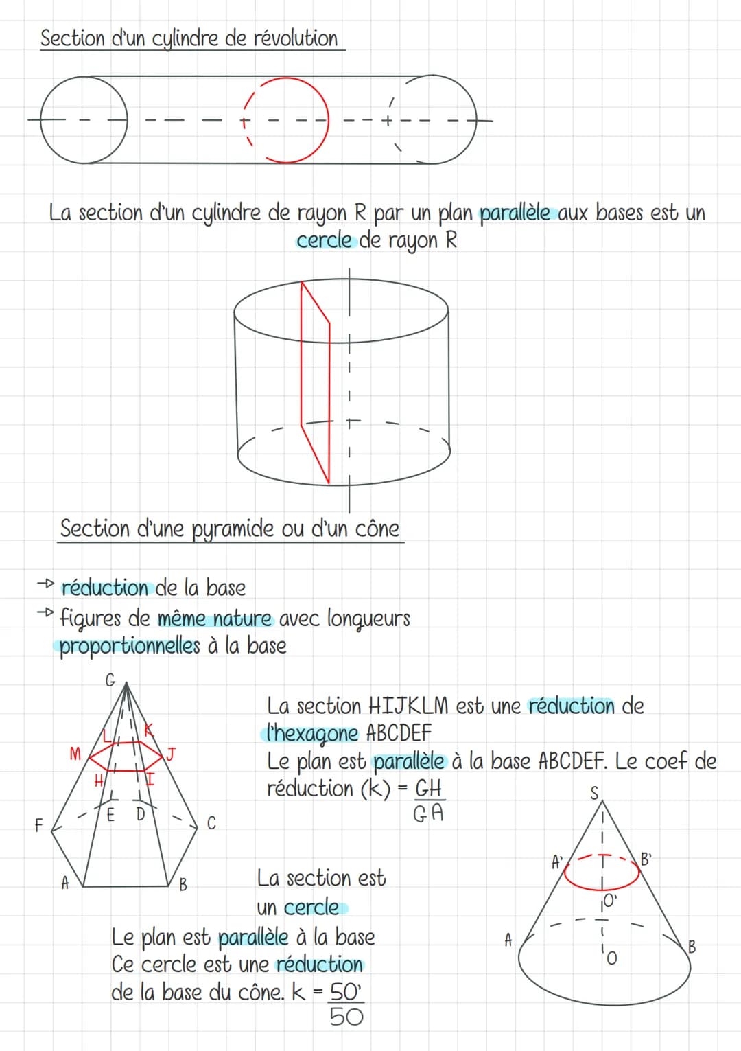 A
Section d'un pavé droit
D
E
J
#
A
D
maths
Sections de solide
L
La section IJKL est un rectangle.
Le plan est parallèle aux faces AEHD et B