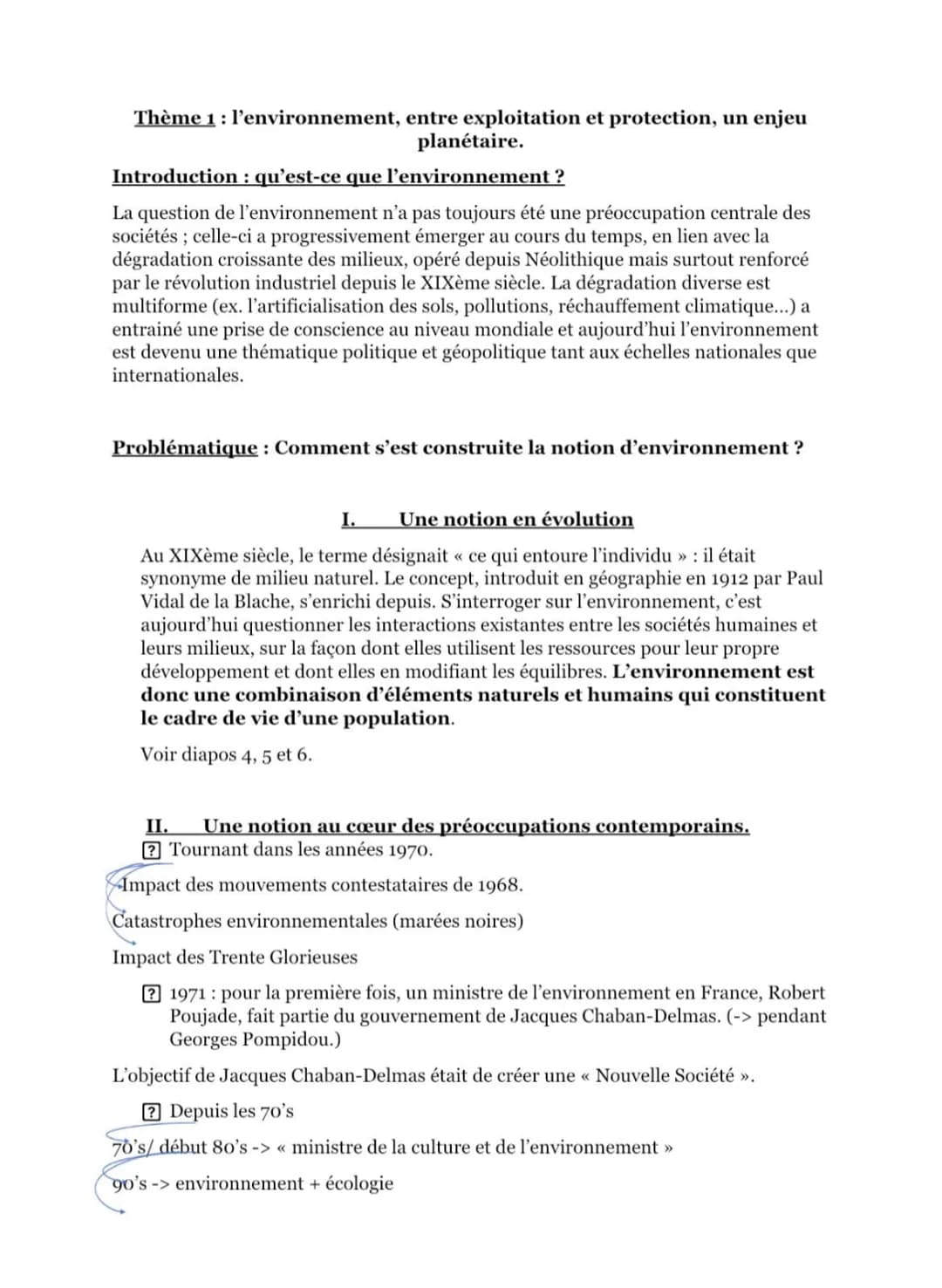 2000s -> environnement + écologie + énergie + développement durable + transport
A l'échelle mondiale
-le développement des idées de protecti