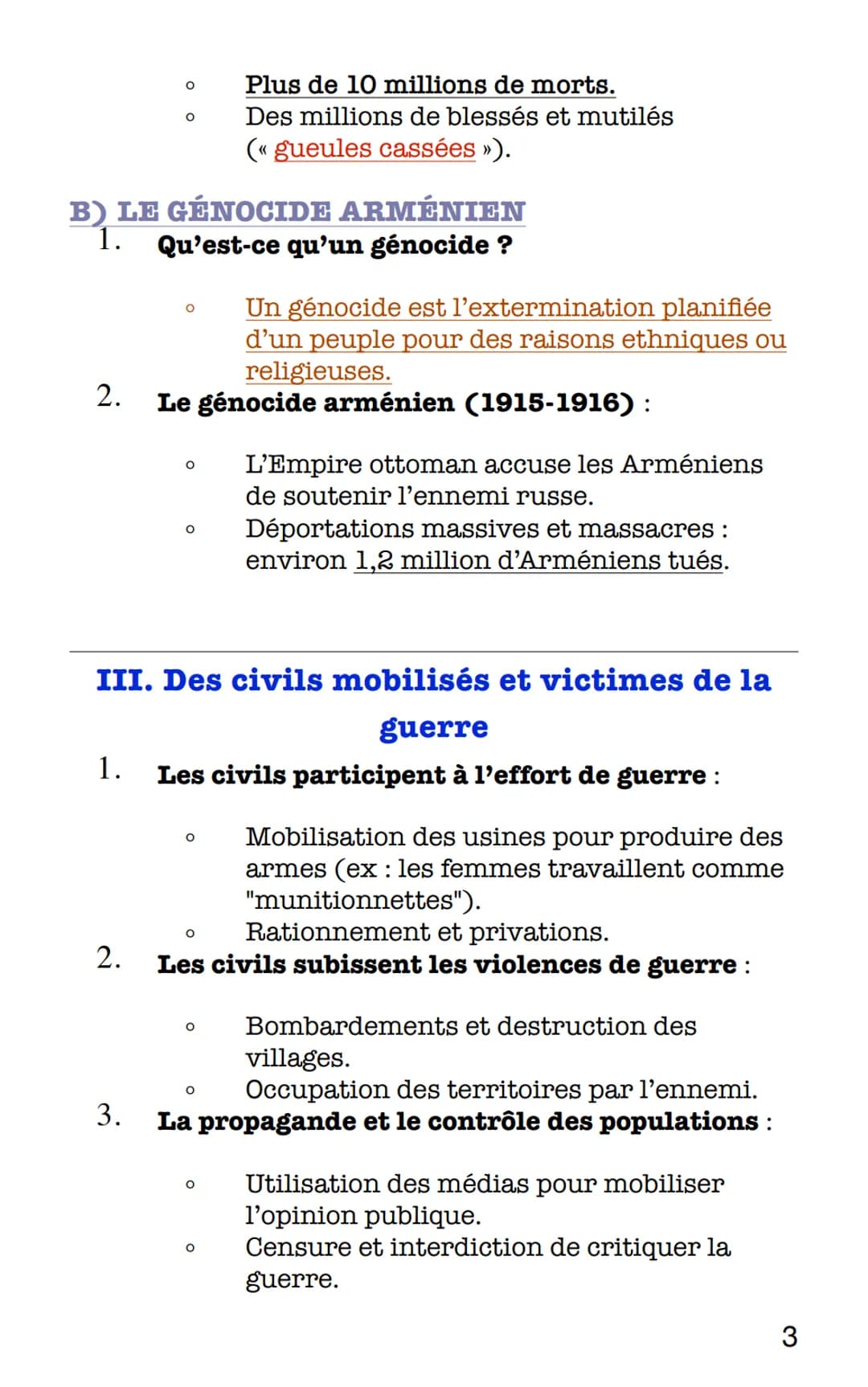 Histoire
H1: Civils et militaires durant la
Première Guerre mondiale
Question:
Comment la Grande Guerre, en tant que conflit d'une
violence 