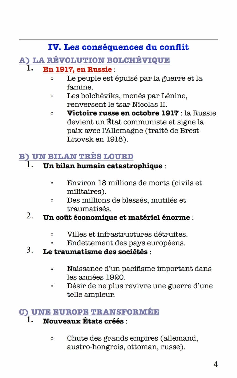 Histoire
H1: Civils et militaires durant la
Première Guerre mondiale
Question:
Comment la Grande Guerre, en tant que conflit d'une
violence 