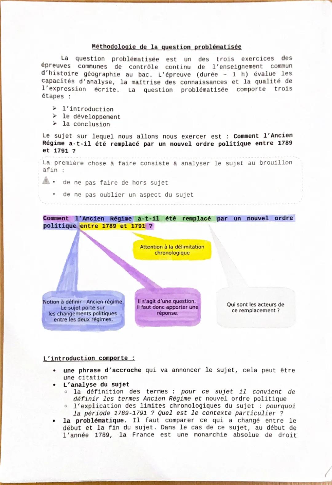 Méthodologie de la question problématisée
La question problématisée est un des trois exercices des
épreuves communes de contrôle continu de 